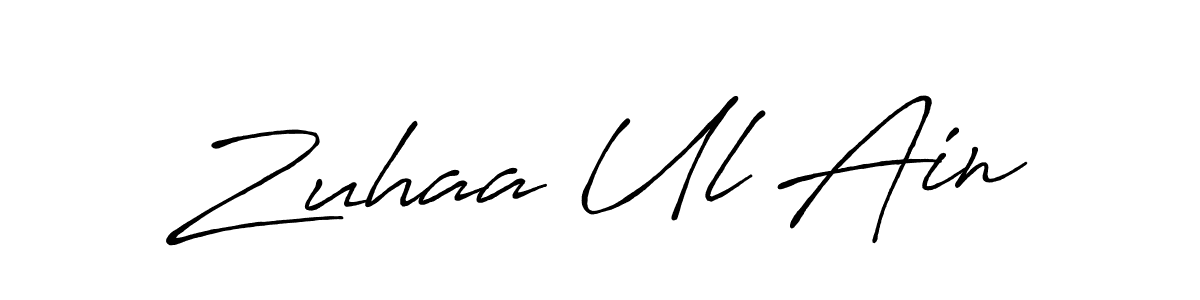 Use a signature maker to create a handwritten signature online. With this signature software, you can design (Antro_Vectra_Bolder) your own signature for name Zuhaa Ul Ain. Zuhaa Ul Ain signature style 7 images and pictures png