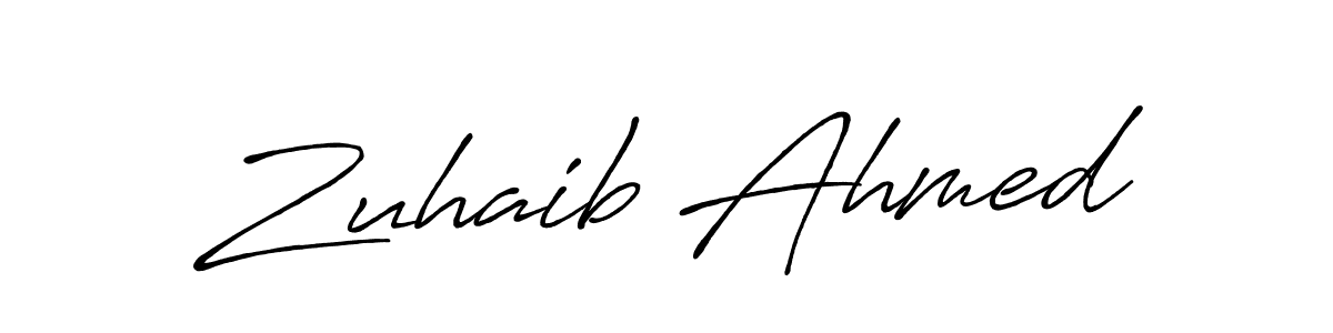 Create a beautiful signature design for name Zuhaib Ahmed. With this signature (Antro_Vectra_Bolder) fonts, you can make a handwritten signature for free. Zuhaib Ahmed signature style 7 images and pictures png
