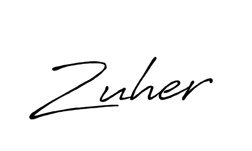 How to make Zuher signature? Antro_Vectra_Bolder is a professional autograph style. Create handwritten signature for Zuher name. Zuher signature style 7 images and pictures png