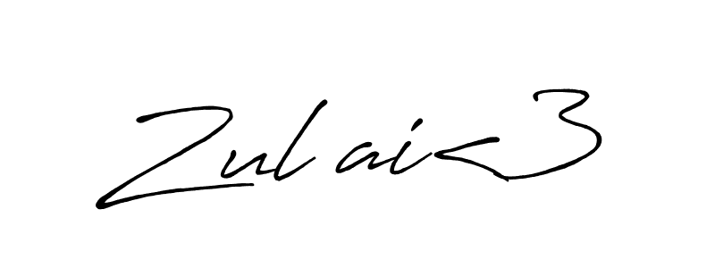 Design your own signature with our free online signature maker. With this signature software, you can create a handwritten (Antro_Vectra_Bolder) signature for name Zul^ai<3. Zul^ai<3 signature style 7 images and pictures png