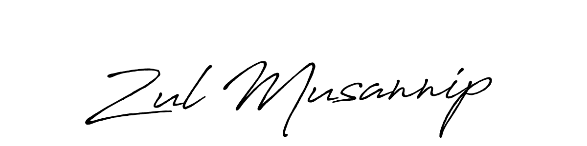 Design your own signature with our free online signature maker. With this signature software, you can create a handwritten (Antro_Vectra_Bolder) signature for name Zul Musannip. Zul Musannip signature style 7 images and pictures png