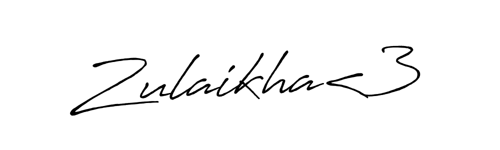 Make a beautiful signature design for name Zulaikha<3. With this signature (Antro_Vectra_Bolder) style, you can create a handwritten signature for free. Zulaikha<3 signature style 7 images and pictures png