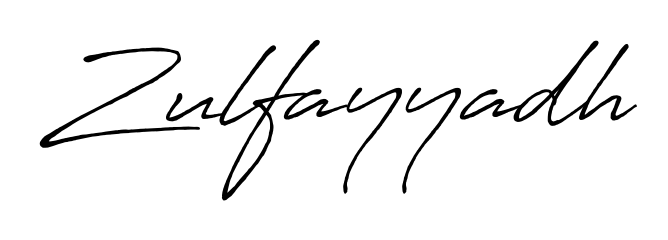 Discover how Zulfayyadh looks in an executive cursive font (Antro_Vectra_Bolder). Perfect for legal documents, invoices, and certificates. Zulfayyadh signature style 7 images and pictures png