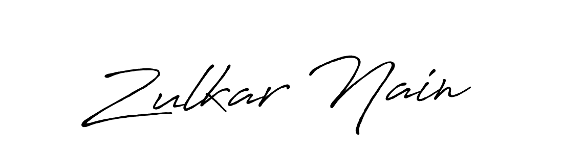 How to make Zulkar Nain name signature. Use Antro_Vectra_Bolder style for creating short signs online. This is the latest handwritten sign. Zulkar Nain signature style 7 images and pictures png