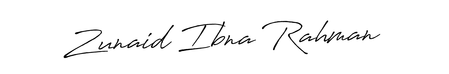 Create a beautiful signature design for name Zunaid Ibna Rahman. With this signature (Antro_Vectra_Bolder) fonts, you can make a handwritten signature for free. Zunaid Ibna Rahman signature style 7 images and pictures png