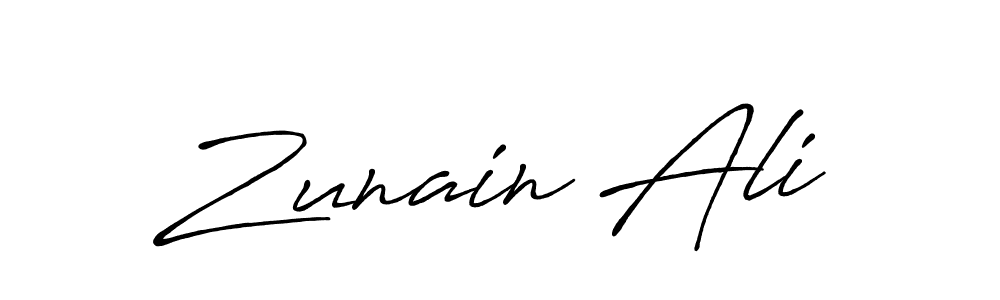 Make a beautiful signature design for name Zunain Ali. With this signature (Antro_Vectra_Bolder) style, you can create a handwritten signature for free. Zunain Ali signature style 7 images and pictures png