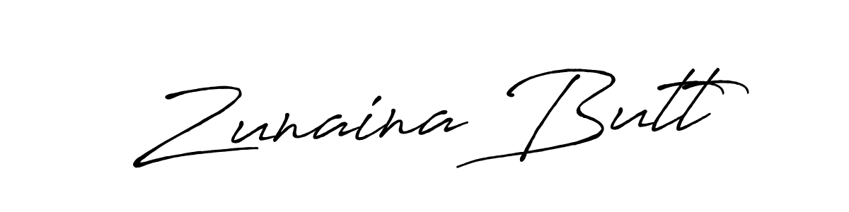 Create a beautiful signature design for name Zunaina Butt. With this signature (Antro_Vectra_Bolder) fonts, you can make a handwritten signature for free. Zunaina Butt signature style 7 images and pictures png