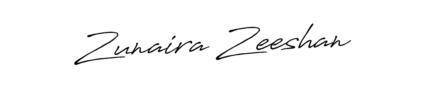 Design your own signature with our free online signature maker. With this signature software, you can create a handwritten (Antro_Vectra_Bolder) signature for name Zunaira Zeeshan. Zunaira Zeeshan signature style 7 images and pictures png