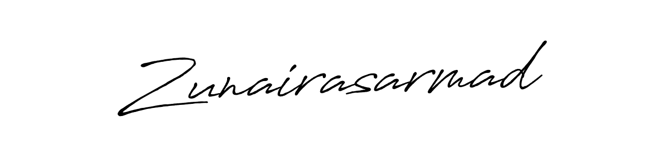 How to make Zunairasarmad name signature. Use Antro_Vectra_Bolder style for creating short signs online. This is the latest handwritten sign. Zunairasarmad signature style 7 images and pictures png