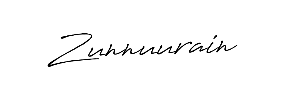 Create a beautiful signature design for name Zunnuurain. With this signature (Antro_Vectra_Bolder) fonts, you can make a handwritten signature for free. Zunnuurain signature style 7 images and pictures png