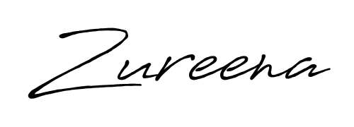 A classic penmanship look for Zureena. The Antro_Vectra_Bolder font brings timeless elegance and confidence to every signed document. Zureena signature style 7 images and pictures png