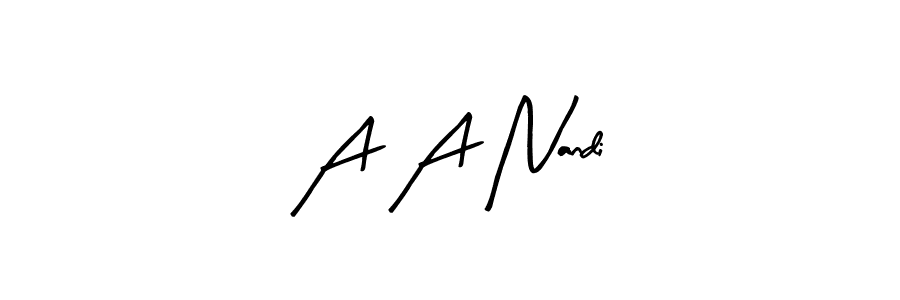 Design your own signature with our free online signature maker. With this signature software, you can create a handwritten (Arty Signature) signature for name A A Nandi. A A Nandi signature style 8 images and pictures png