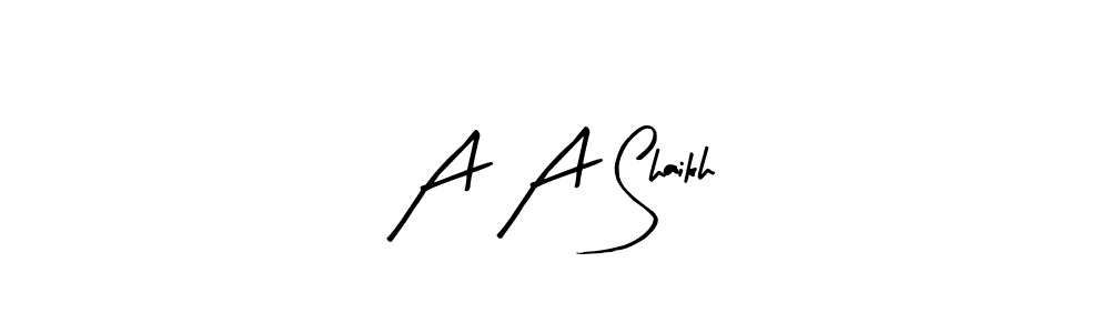 Similarly Arty Signature is the best handwritten signature design. Signature creator online .You can use it as an online autograph creator for name A A Shaikh. A A Shaikh signature style 8 images and pictures png