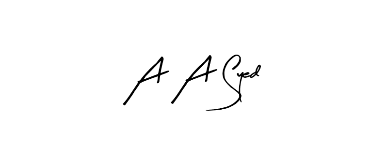 The best way (Arty Signature) to make a short signature is to pick only two or three words in your name. The name A A Syed include a total of six letters. For converting this name. A A Syed signature style 8 images and pictures png