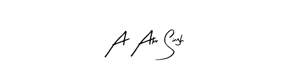 Similarly Arty Signature is the best handwritten signature design. Signature creator online .You can use it as an online autograph creator for name A Aku Singh. A Aku Singh signature style 8 images and pictures png