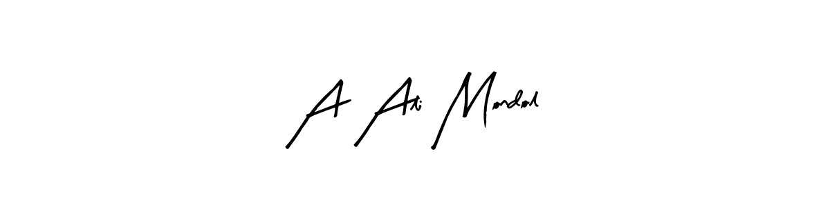 Similarly Arty Signature is the best handwritten signature design. Signature creator online .You can use it as an online autograph creator for name A Ali Mondol. A Ali Mondol signature style 8 images and pictures png