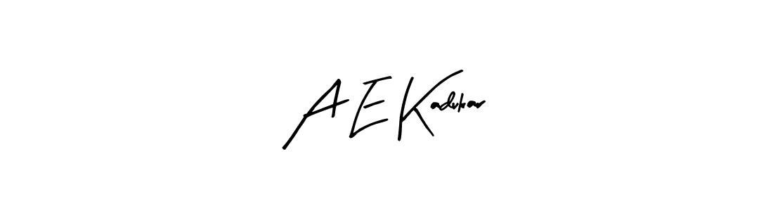 How to make A E Kadukar name signature. Use Arty Signature style for creating short signs online. This is the latest handwritten sign. A E Kadukar signature style 8 images and pictures png