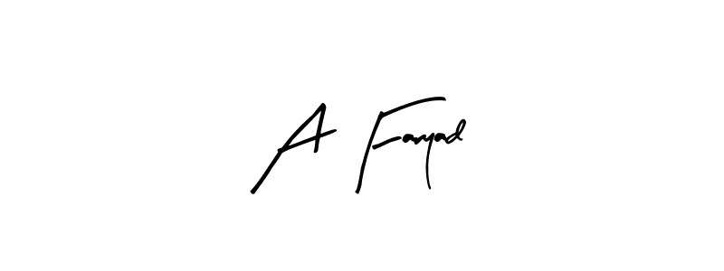 The best way (Arty Signature) to make a short signature is to pick only two or three words in your name. The name A Faryad include a total of six letters. For converting this name. A Faryad signature style 8 images and pictures png