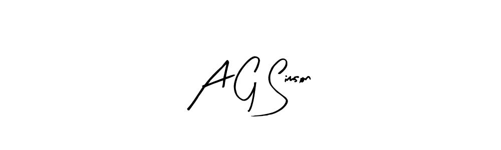 Similarly Arty Signature is the best handwritten signature design. Signature creator online .You can use it as an online autograph creator for name A G Simson. A G Simson signature style 8 images and pictures png