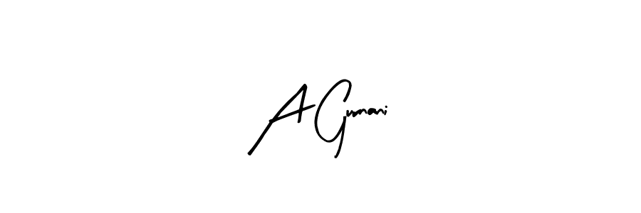 How to make A Gurnani name signature. Use Arty Signature style for creating short signs online. This is the latest handwritten sign. A Gurnani signature style 8 images and pictures png