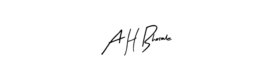 The best way (Arty Signature) to make a short signature is to pick only two or three words in your name. The name A H Bhosale include a total of six letters. For converting this name. A H Bhosale signature style 8 images and pictures png