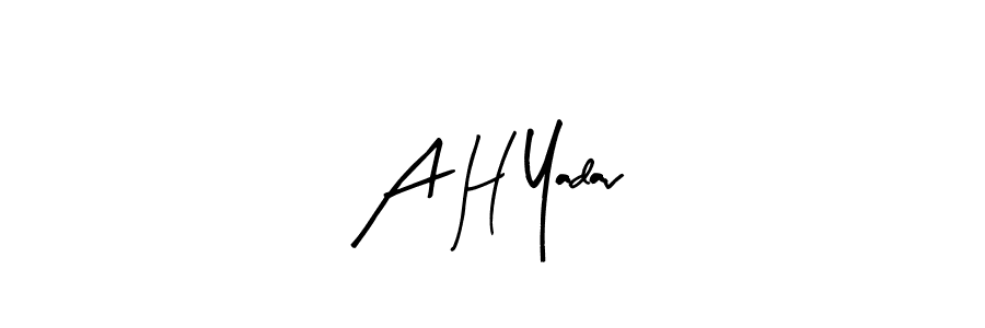 if you are searching for the best signature style for your name A H Yadav. so please give up your signature search. here we have designed multiple signature styles  using Arty Signature. A H Yadav signature style 8 images and pictures png