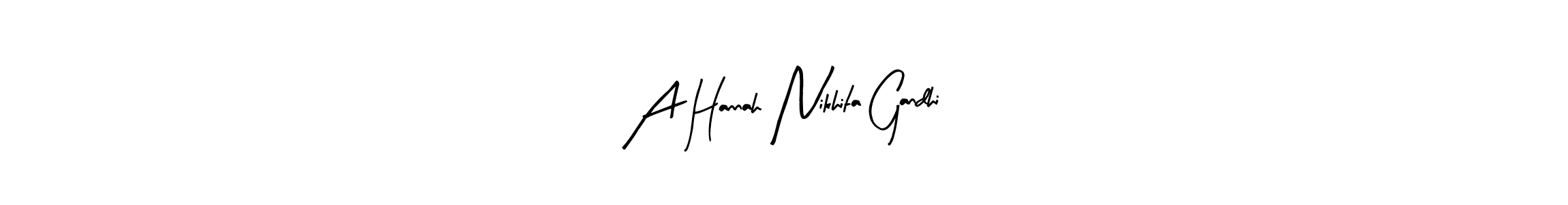 It looks lik you need a new signature style for name A Hannah Nikhita Gandhi. Design unique handwritten (Arty Signature) signature with our free signature maker in just a few clicks. A Hannah Nikhita Gandhi signature style 8 images and pictures png