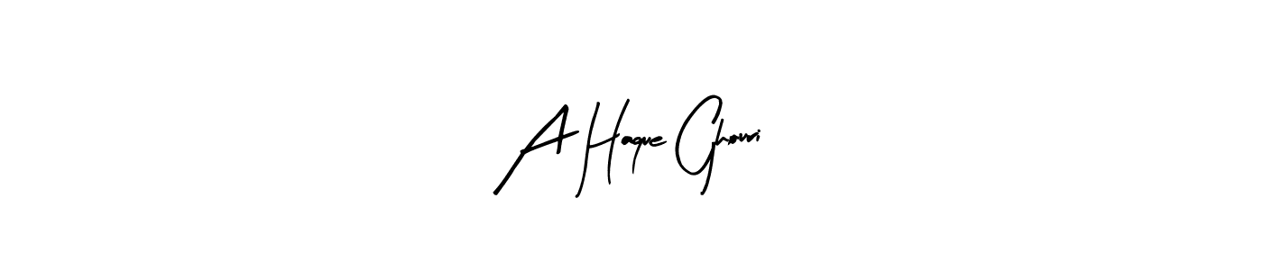 The best way (Arty Signature) to make a short signature is to pick only two or three words in your name. The name A Haque Ghouri include a total of six letters. For converting this name. A Haque Ghouri signature style 8 images and pictures png