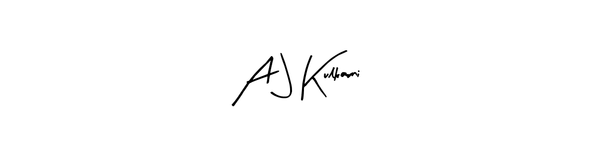 Arty Signature is a professional signature style that is perfect for those who want to add a touch of class to their signature. It is also a great choice for those who want to make their signature more unique. Get A J Kulkarni name to fancy signature for free. A J Kulkarni signature style 8 images and pictures png