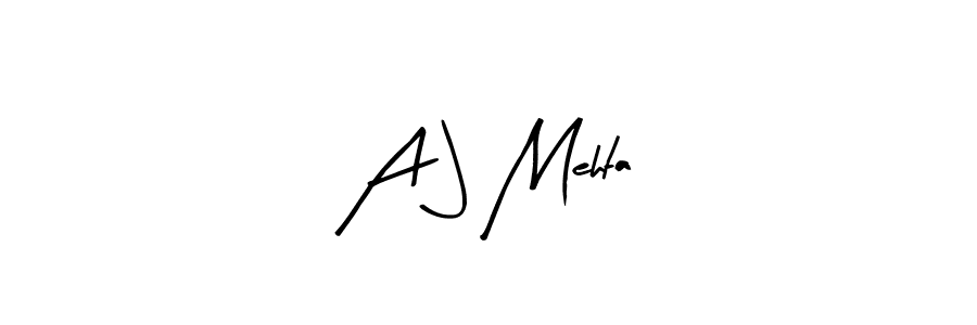 The best way (Arty Signature) to make a short signature is to pick only two or three words in your name. The name A J Mehta include a total of six letters. For converting this name. A J Mehta signature style 8 images and pictures png