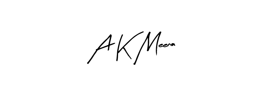 The best way (Arty Signature) to make a short signature is to pick only two or three words in your name. The name A K Meena include a total of six letters. For converting this name. A K Meena signature style 8 images and pictures png