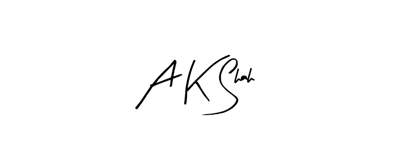 Arty Signature is a professional signature style that is perfect for those who want to add a touch of class to their signature. It is also a great choice for those who want to make their signature more unique. Get A K Shah name to fancy signature for free. A K Shah signature style 8 images and pictures png