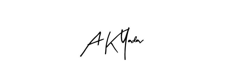 Arty Signature is a professional signature style that is perfect for those who want to add a touch of class to their signature. It is also a great choice for those who want to make their signature more unique. Get A K Yadav name to fancy signature for free. A K Yadav signature style 8 images and pictures png