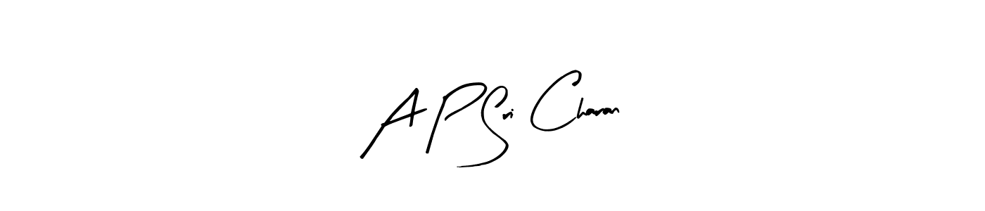 The best way (Arty Signature) to make a short signature is to pick only two or three words in your name. The name A P Sri Charan include a total of six letters. For converting this name. A P Sri Charan signature style 8 images and pictures png