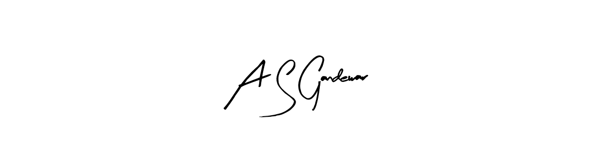 How to make A S Gandewar name signature. Use Arty Signature style for creating short signs online. This is the latest handwritten sign. A S Gandewar signature style 8 images and pictures png