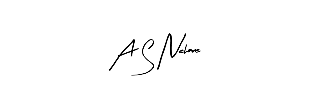 The best way (Arty Signature) to make a short signature is to pick only two or three words in your name. The name A S Nehare include a total of six letters. For converting this name. A S Nehare signature style 8 images and pictures png