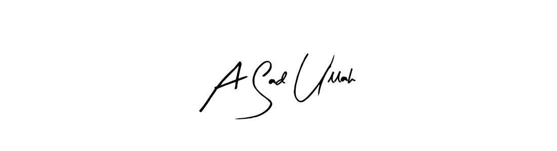 How to make A Sad Ullah name signature. Use Arty Signature style for creating short signs online. This is the latest handwritten sign. A Sad Ullah signature style 8 images and pictures png