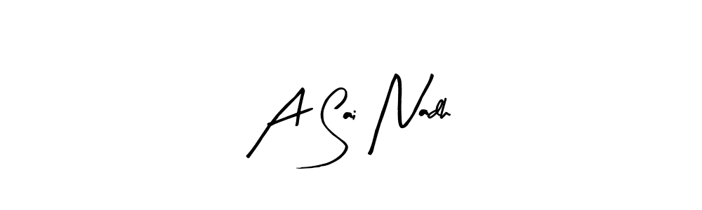 The best way (Arty Signature) to make a short signature is to pick only two or three words in your name. The name A Sai Nadh include a total of six letters. For converting this name. A Sai Nadh signature style 8 images and pictures png