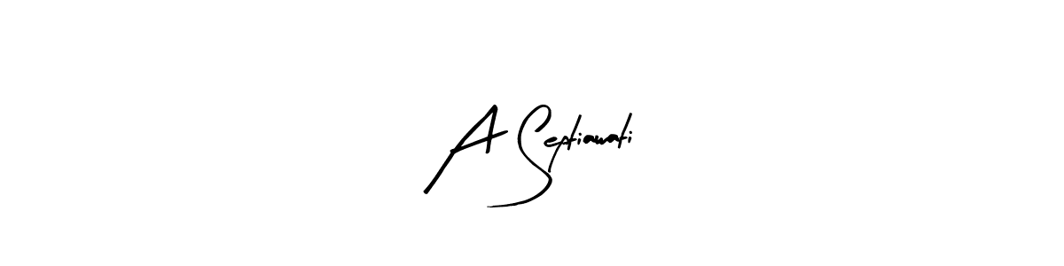 The best way (Arty Signature) to make a short signature is to pick only two or three words in your name. The name A Septiawati include a total of six letters. For converting this name. A Septiawati signature style 8 images and pictures png