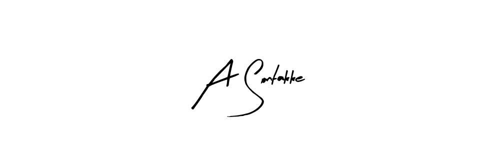 How to make A Sontakke name signature. Use Arty Signature style for creating short signs online. This is the latest handwritten sign. A Sontakke signature style 8 images and pictures png