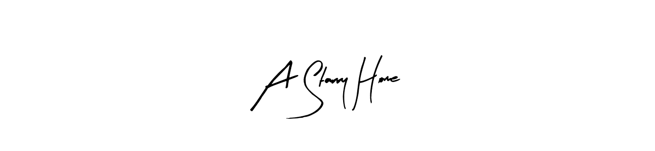 The best way (Arty Signature) to make a short signature is to pick only two or three words in your name. The name A Starry Home include a total of six letters. For converting this name. A Starry Home signature style 8 images and pictures png