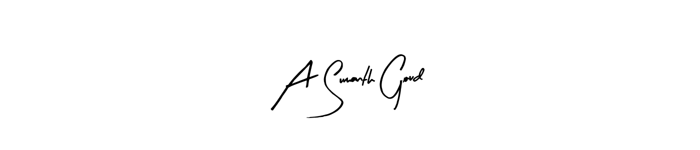 You should practise on your own different ways (Arty Signature) to write your name (A Sumanth Goud) in signature. don't let someone else do it for you. A Sumanth Goud signature style 8 images and pictures png