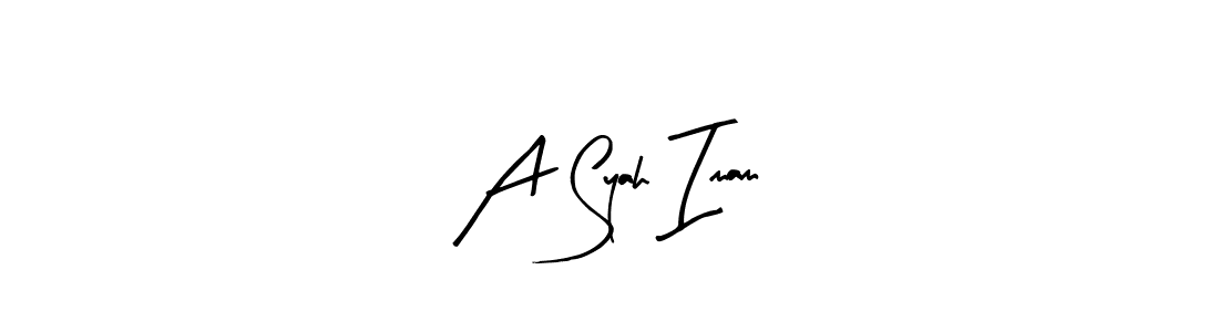 The best way (Arty Signature) to make a short signature is to pick only two or three words in your name. The name A Syah Imam include a total of six letters. For converting this name. A Syah Imam signature style 8 images and pictures png