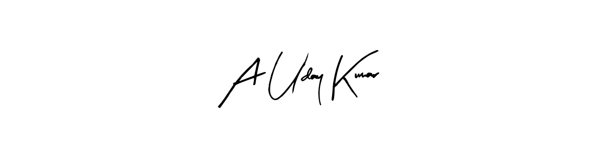 The best way (Arty Signature) to make a short signature is to pick only two or three words in your name. The name A Uday Kumar include a total of six letters. For converting this name. A Uday Kumar signature style 8 images and pictures png