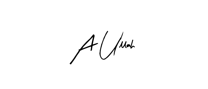 Similarly Arty Signature is the best handwritten signature design. Signature creator online .You can use it as an online autograph creator for name A Ullah. A Ullah signature style 8 images and pictures png