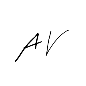 The best way (Arty Signature) to make a short signature is to pick only two or three words in your name. The name A V include a total of six letters. For converting this name. A V signature style 8 images and pictures png