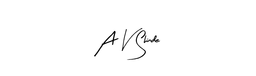 The best way (Arty Signature) to make a short signature is to pick only two or three words in your name. The name A V Shinde include a total of six letters. For converting this name. A V Shinde signature style 8 images and pictures png