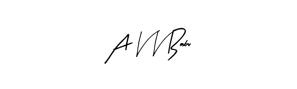 Arty Signature is a professional signature style that is perfect for those who want to add a touch of class to their signature. It is also a great choice for those who want to make their signature more unique. Get A V V Babu name to fancy signature for free. A V V Babu signature style 8 images and pictures png