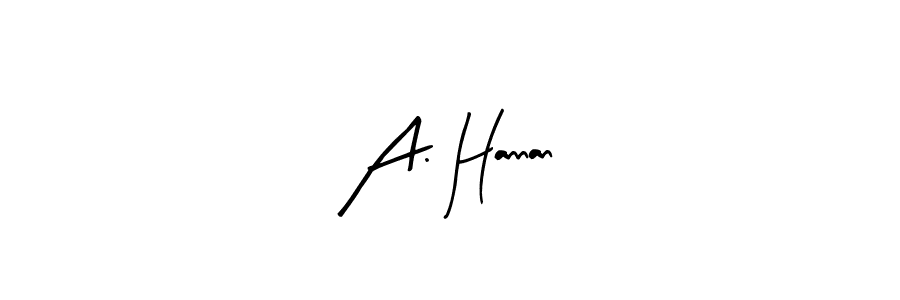 Arty Signature is a professional signature style that is perfect for those who want to add a touch of class to their signature. It is also a great choice for those who want to make their signature more unique. Get A. Hannan name to fancy signature for free. A. Hannan signature style 8 images and pictures png