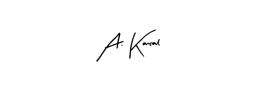 Similarly Arty Signature is the best handwritten signature design. Signature creator online .You can use it as an online autograph creator for name A. Kansal. A. Kansal signature style 8 images and pictures png
